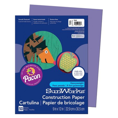 Pacon SunWorks® Construction Paper, Violet, 9x12in, PK500 P7203